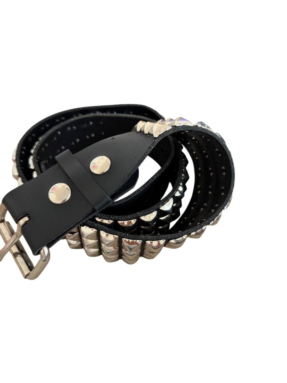 Funk Plus Unisex Pyramid Metal Studded Belt Size Large Black Leather Bold Punk